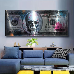 Modern Art Canvas Poster 100 Dollar Picture for Wall Decor 19.6x47in