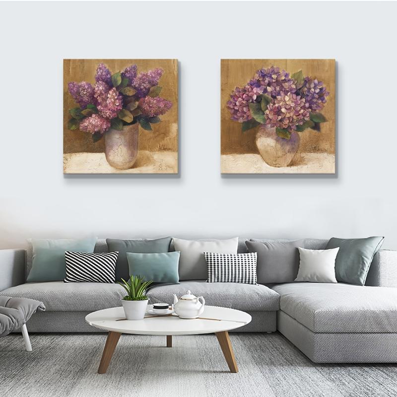 Purple Bouquet Canvas Wall Art Set