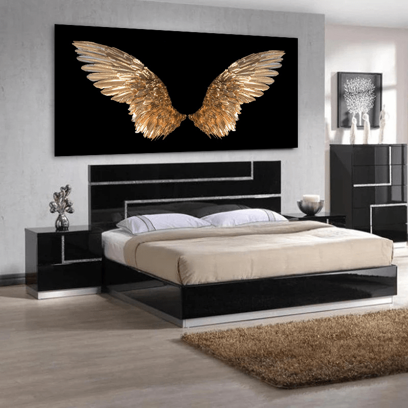 Modern Golden Wings Canvas Wall Art
