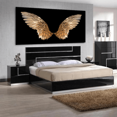 Modern Golden Wings Canvas Wall Art