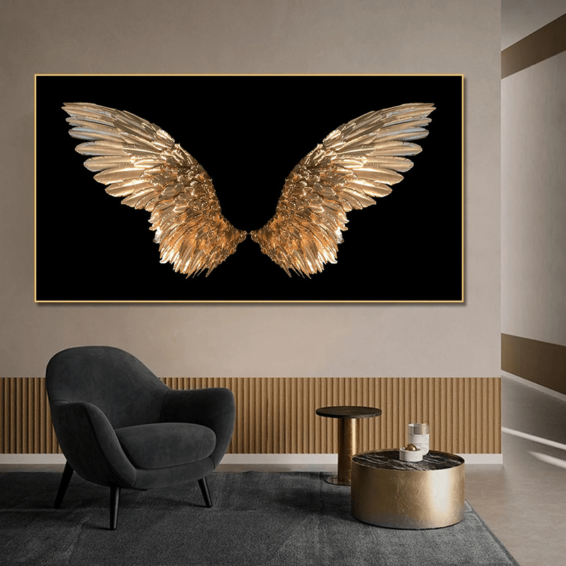 Modern Golden Wings Canvas Wall Art