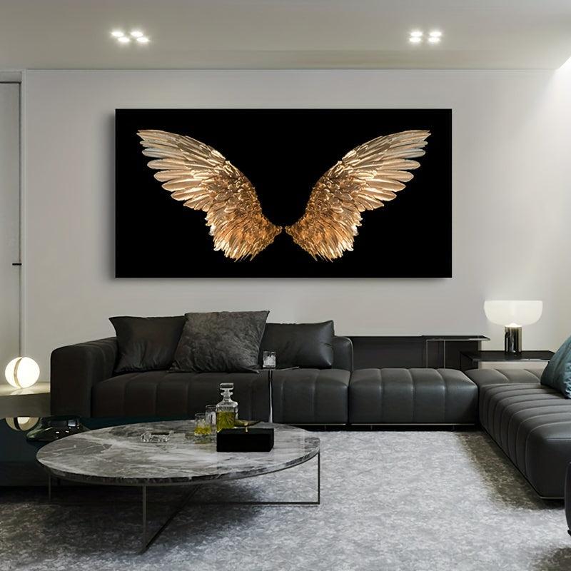 Modern Golden Wings Canvas Wall Art