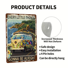 Hippie Peace Sunflower Tin Sign Antique Bar Poster Metal Wall Plate Vintage Sign
