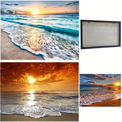 Modern Sea Waves Seascape Painting Framed