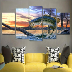 5pcs Fish Painting On Canvas Wall Art for Home Wall Decor