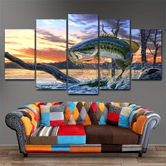 5pcs Fish Painting On Canvas Wall Art for Home Wall Decor