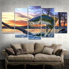 5pcs Fish Painting On Canvas Wall Art for Home Wall Decor