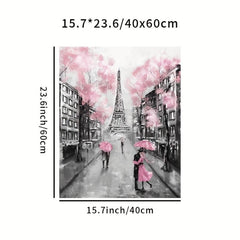 Canvas Poster Grey Pink Eiffel Tower Paris Decor
