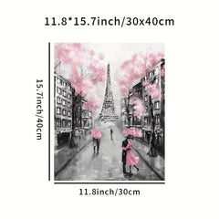 Canvas Poster Grey Pink Eiffel Tower Paris Decor