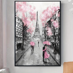 Canvas Poster Grey Pink Eiffel Tower Paris Decor