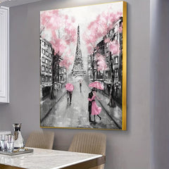 Canvas Poster Grey Pink Eiffel Tower Paris Decor