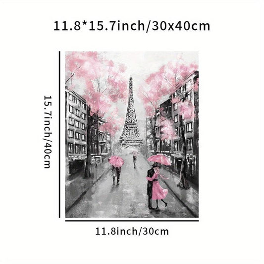 Canvas Poster Grey Pink Eiffel Tower Paris Decor