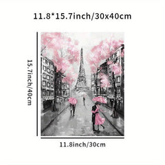 Canvas Poster Grey Pink Eiffel Tower Paris Decor