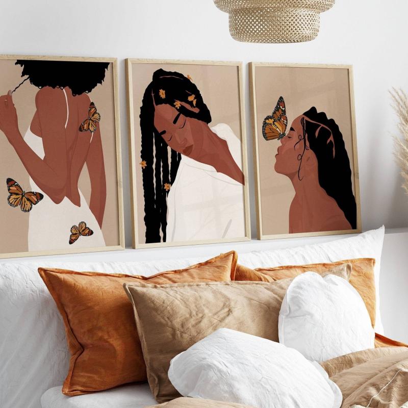3pcs African American Braids Art Prints for Home Decor 12x16in