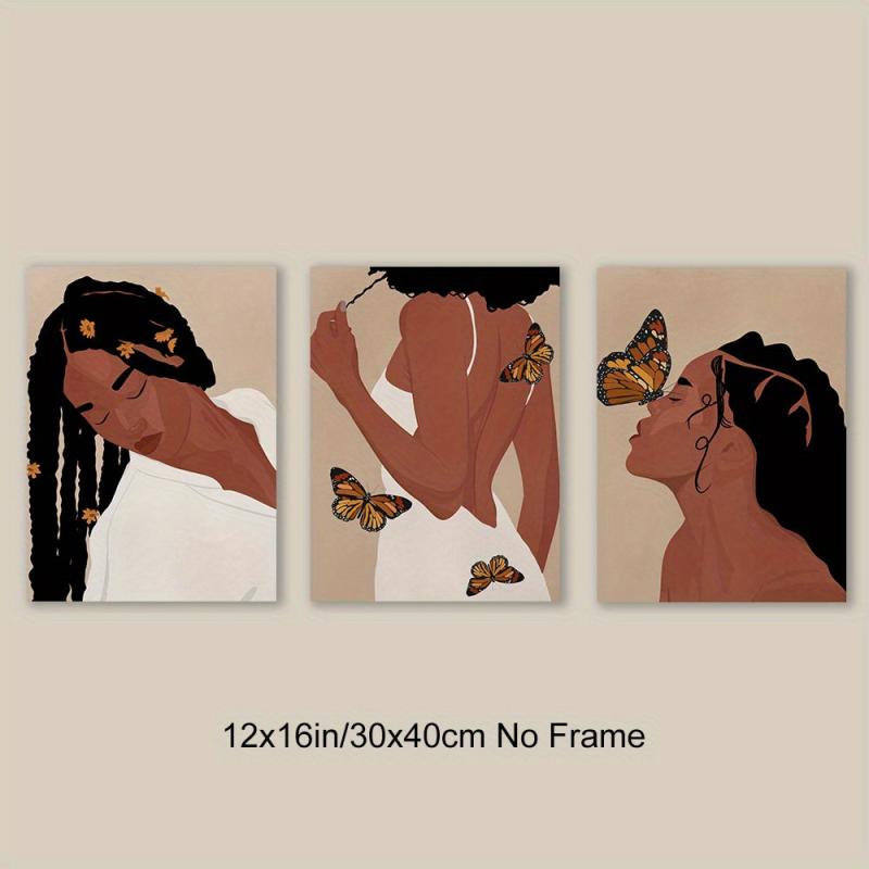 3pcs African American Braids Art Prints for Home Decor 12x16in