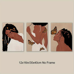 3pcs African American Braids Art Prints for Home Decor 12x16in
