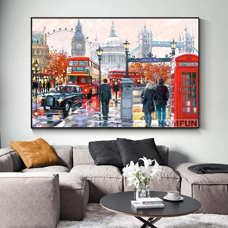 London Street Night Scenery Canvas Wall Art
