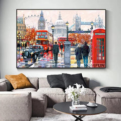 London Street Night Scenery Canvas Wall Art