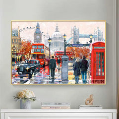 London Street Night Scenery Canvas Wall Art