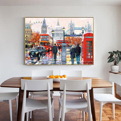 London Street Night Scenery Canvas Wall Art