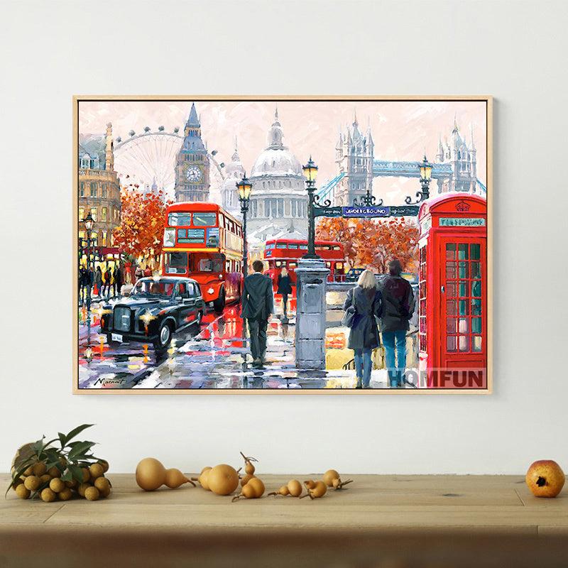 London Street Night Scenery Canvas Wall Art