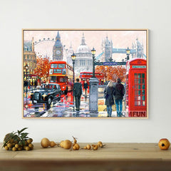 London Street Night Scenery Canvas Wall Art