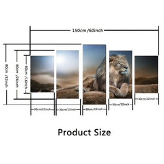 5pcs Lion Canvas Wall Art Home Decor No Frame