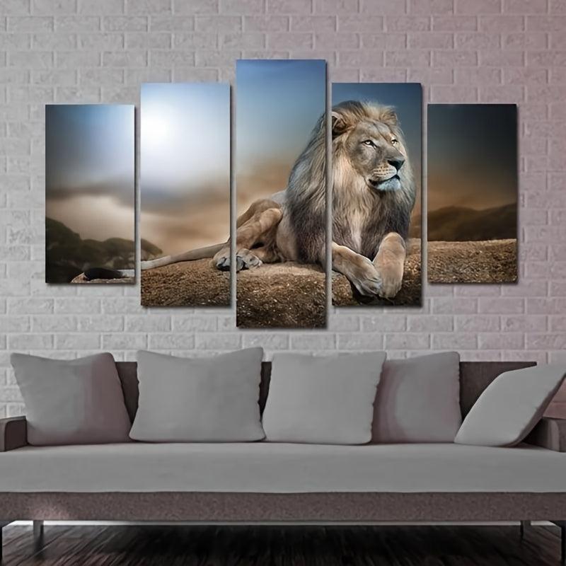 5pcs Lion Canvas Wall Art Home Decor No Frame