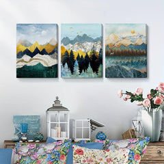 3pcs Framed Natural Landscape Ink Art Wall Art Prints