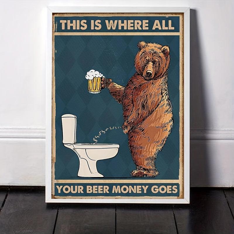 Bear Wall Art Canvas Print Funny Animal Vintage Poster Painting
