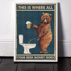 Bear Wall Art Canvas Print Funny Animal Vintage Poster Painting