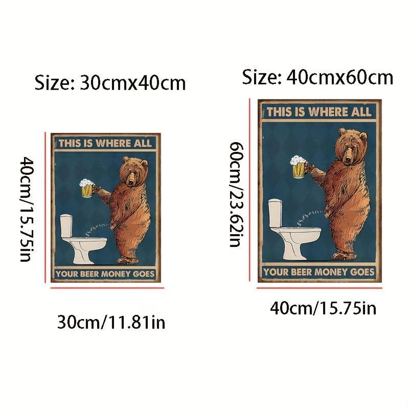 Bear Wall Art Canvas Print Funny Animal Vintage Poster Painting