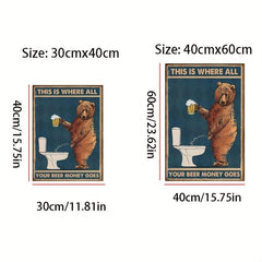 Bear Wall Art Canvas Print Funny Animal Vintage Poster Painting