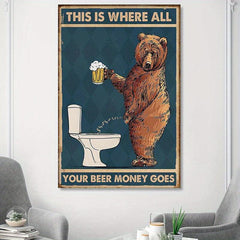 Bear Wall Art Canvas Print Funny Animal Vintage Poster Painting