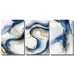 3pcs Golden Green Abstract Geometric Art Print Set