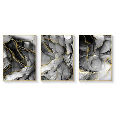 3pcs Golden Green Abstract Geometric Art Print Set