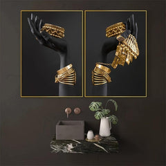 African Woman Wall Painting Art Print Big Woman Holding Jewelry Canvas Picture