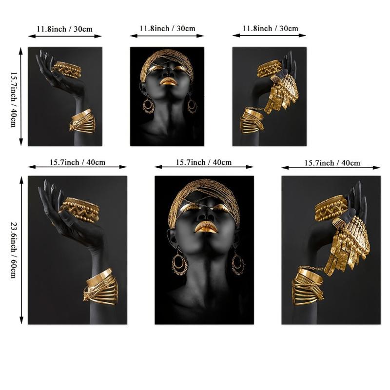 African Woman Wall Painting Art Print Big Woman Holding Jewelry Canvas Picture