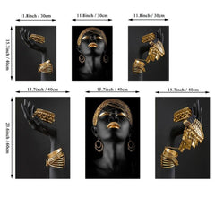 African Woman Wall Painting Art Print Big Woman Holding Jewelry Canvas Picture