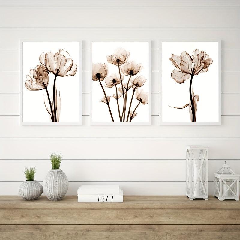 3pcs Abstract Tulip Flower Canvas Painting for Living Room Decor