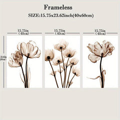 3pcs Abstract Tulip Flower Canvas Painting for Living Room Decor