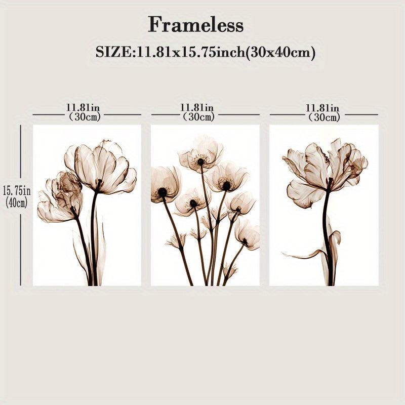 3pcs Abstract Tulip Flower Canvas Painting for Living Room Decor