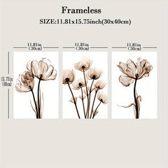 3pcs Abstract Tulip Flower Canvas Painting for Living Room Decor