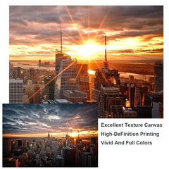 York City Sunset View Wall Poster Canvas