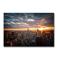 York City Sunset View Wall Poster Canvas