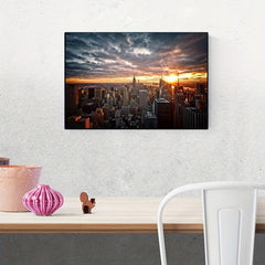 York City Sunset View Wall Poster Canvas