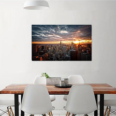 York City Sunset View Wall Poster Canvas