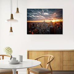 York City Sunset View Wall Poster Canvas