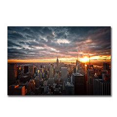 York City Sunset View Wall Poster Canvas