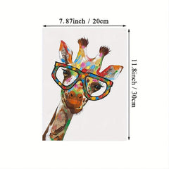 Colourful Graffiti Giraffe Wearing Spectacled Painting Canvas Wall Art
